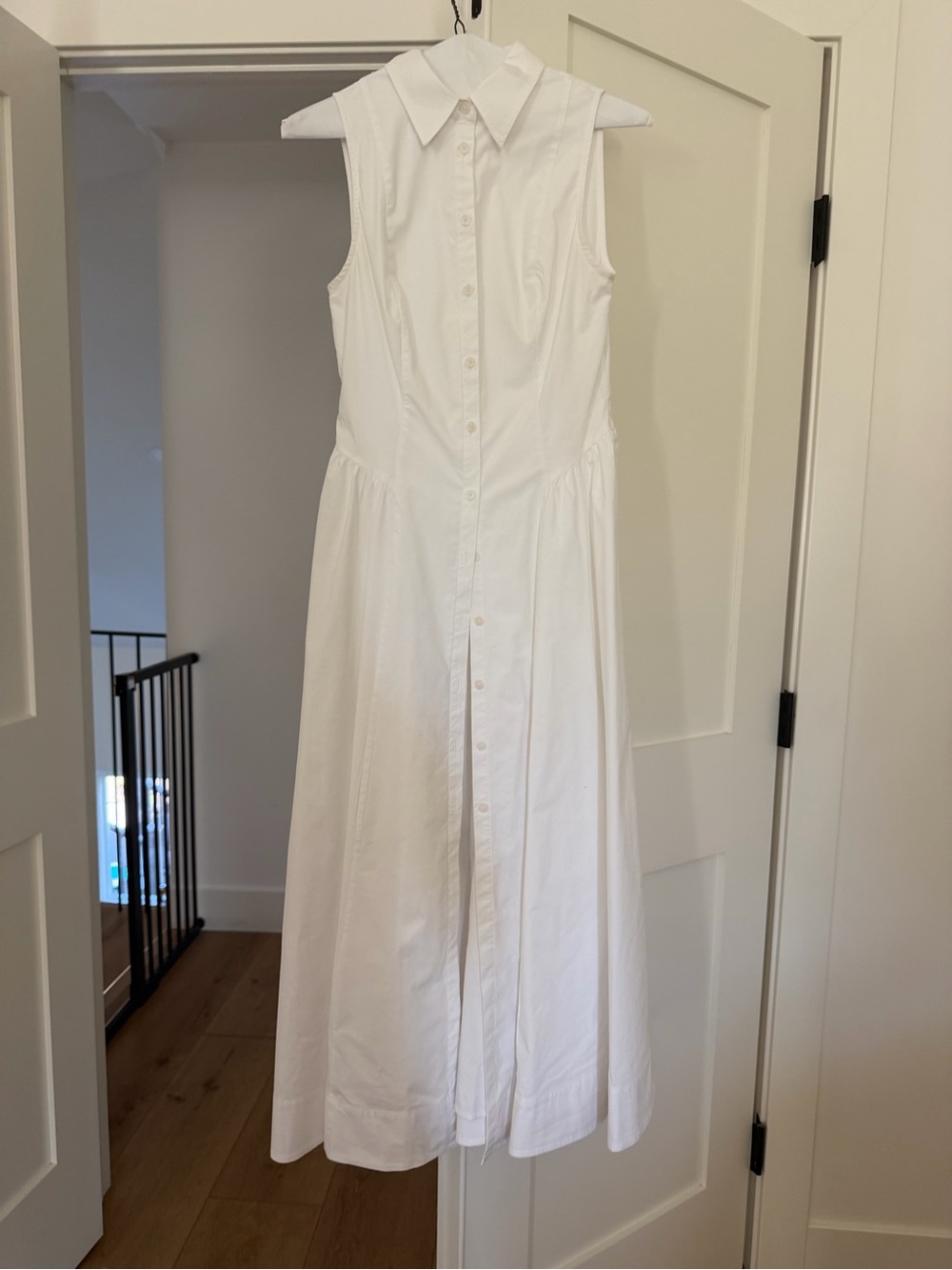 Aritzia White Sleeveless Button-Front Maxi Dress